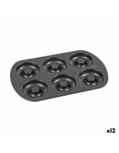 Moule pour four Quttin Donuts Acier au carbone Noir 32 x 21 x 2,3 cm (12 Unités)