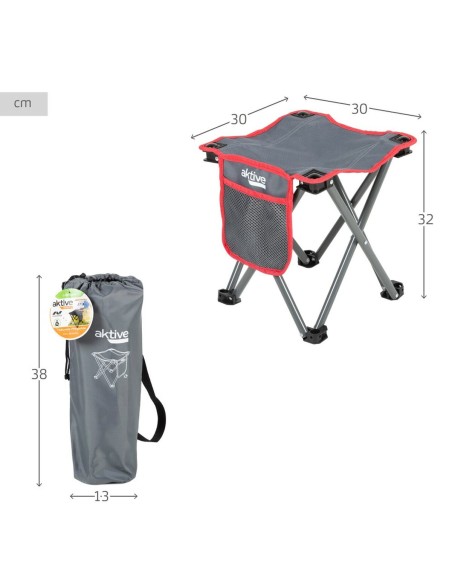 Tabouret Aktive Pliable Camping Gris 30 x 32 x 30 cm (4 Unités)