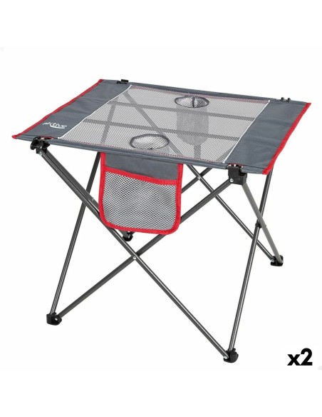 Table Piable Aktive Camping Gris 62 x 50 x 50 cm (2 Unités)