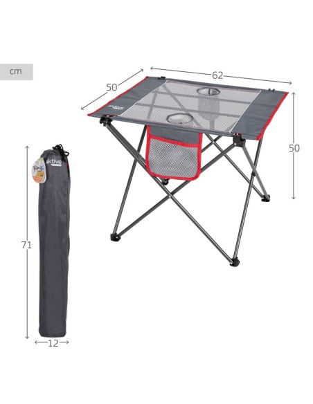 Table Piable Aktive Camping Gris 62 x 50 x 50 cm (2 Unités)