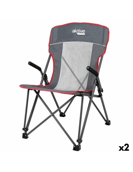 Chaise de camping pliante Aktive Gris 59 x 97 x 68 cm (2 Unités)