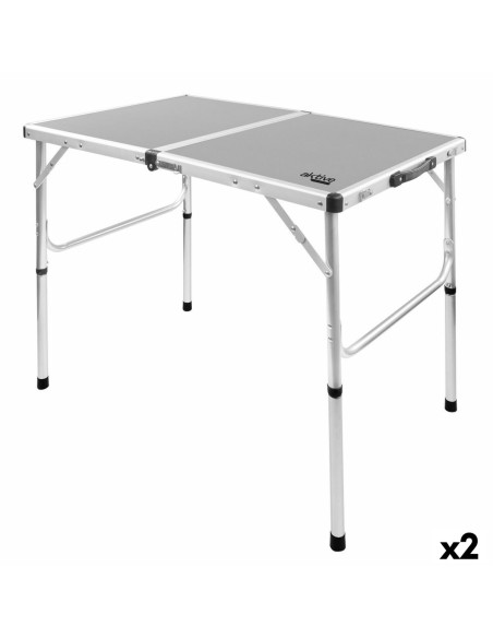 Table Piable Aktive Camping Gris 90 x 70 x 60 cm (2 Unités)