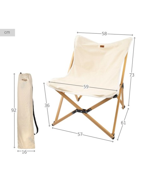 Chaise de camping pliante Aktive Terre 58 x 73 x 61 cm (2 Unités)