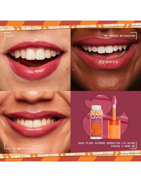 Brillant à lèvres NYX Duck Plump Strike a rose 6,8 ml
