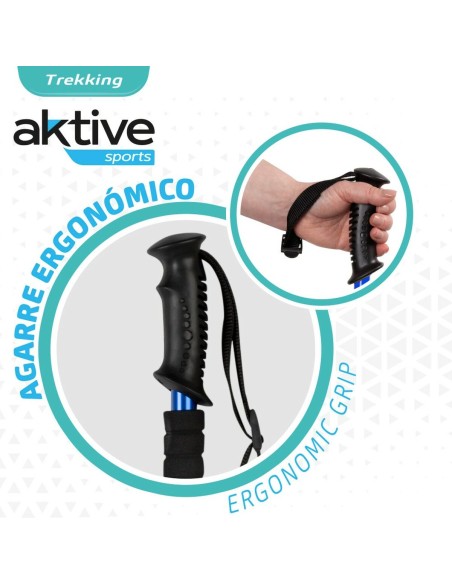 Bâton Trekking Aktive Aluminium 135 cm (10 Unités)