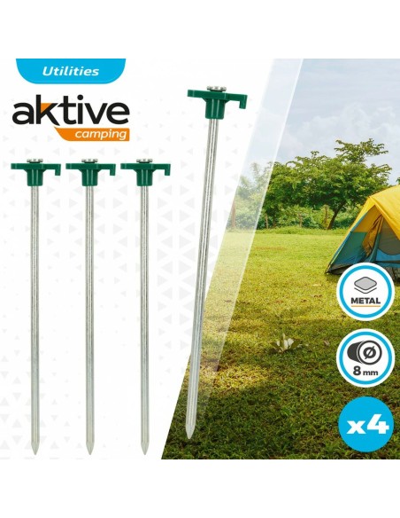 Sardines de camping Aktive 25 cm 4 Pièces Ø 8 mm (24 Unités)