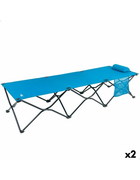 Lit pliant Aktive Bleu Camping 178 x 62 x 38 cm 178 x 38 x 62 cm (2 Unités)