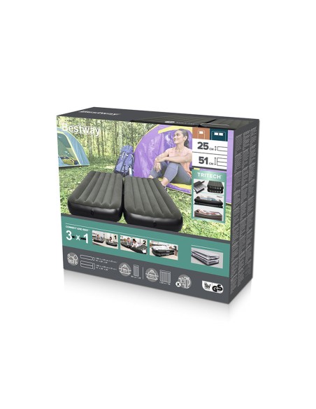 Bestway Matelas 3 en 1 Connectables 188x99x25 cm Gonflable et Camping 67922