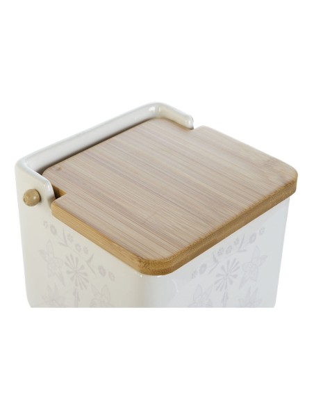 Salière avec couvercle DKD Home Decor Bleu Blanc Vert Lila Bambou Scandi 750 ml 14 x 12,5 x 12 cm (3 Unités)