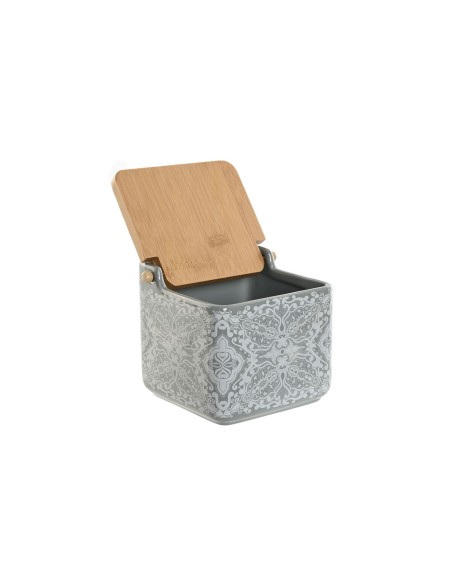 Salière avec couvercle Home ESPRIT Bleu Beige Rose Lila Bambou 750 ml 14 x 12,5 x 12 cm (2 Unités)