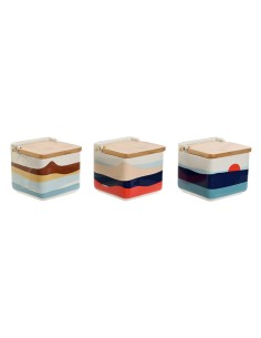 Salière avec couvercle Home ESPRIT Bleu Vert Rose Lila Bambou Tropical 750 ml 14 x 12,5 x 12 cm (3 Unités)