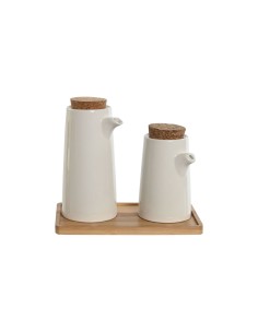 Ensemble salière et poivrier Home ESPRIT Blanc Bambou Grès 20,6 x 12 x 18 cm