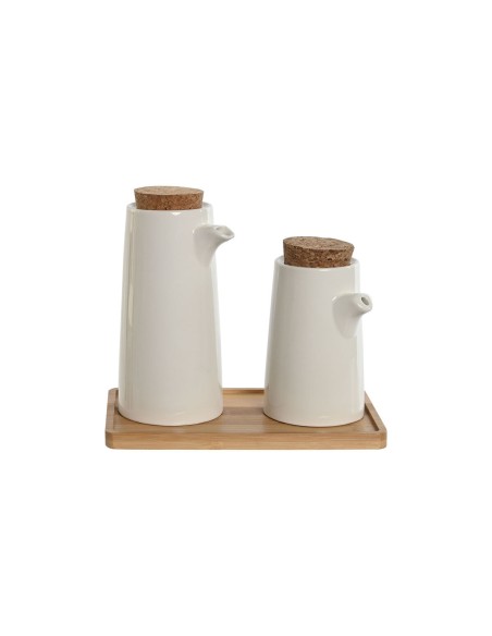 Ensemble salière et poivrier Home ESPRIT Blanc Bambou Grès 20,6 x 12 x 18 cm