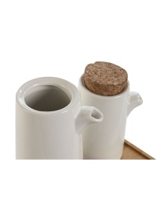 Ensemble salière et poivrier Home ESPRIT Blanc Bambou Grès 20,6 x 12 x 18 cm 2