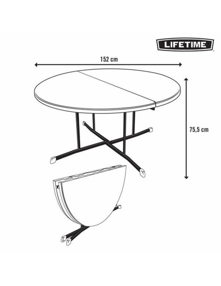 Table Piable Lifetime Ø 152 cm Ronde