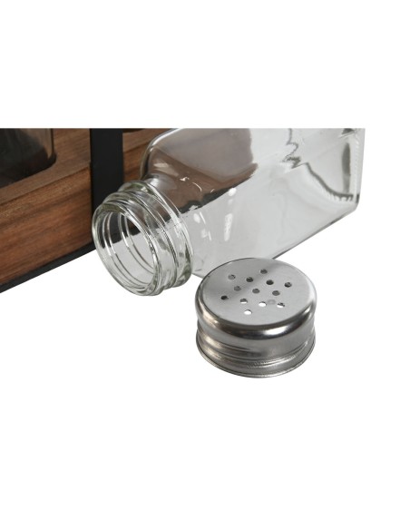 Salière et Poivrière Home ESPRIT Noir Verre Bois d'acacia 12 x 6 x 17,5 cm