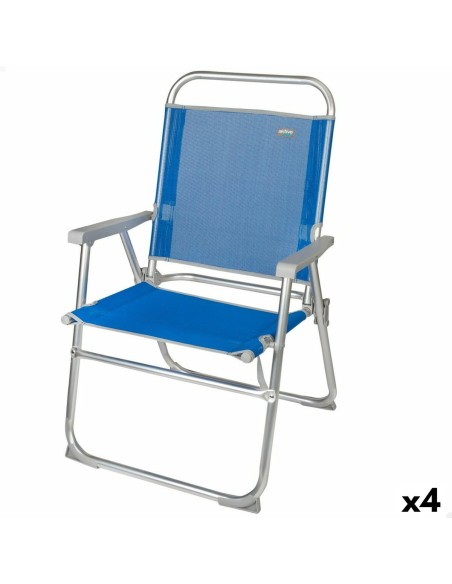 Chaise de Plage Aktive Gomera Bleu 48 x 88 x 50 cm Aluminium Pliable (4 Unités)