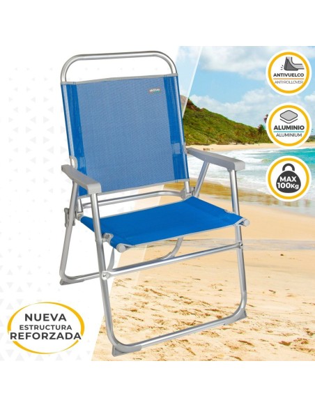 Chaise de Plage Aktive Gomera Bleu 48 x 88 x 50 cm Aluminium Pliable (4 Unités)