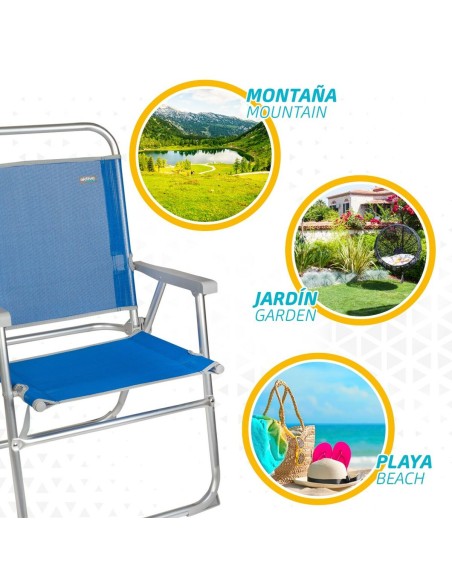 Chaise de Plage Aktive Gomera Bleu 48 x 88 x 50 cm Aluminium Pliable (4 Unités)