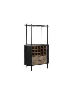 Range Bouteilles Home ESPRIT Noir Naturel Métal Sapin 90 x 36 x 150 cm