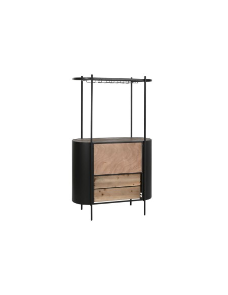 Range Bouteilles Home ESPRIT Noir Naturel Métal Sapin 90 x 36 x 150 cm