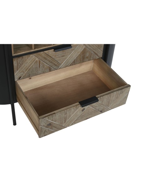 Range Bouteilles Home ESPRIT Noir Naturel Métal Sapin 90 x 36 x 150 cm