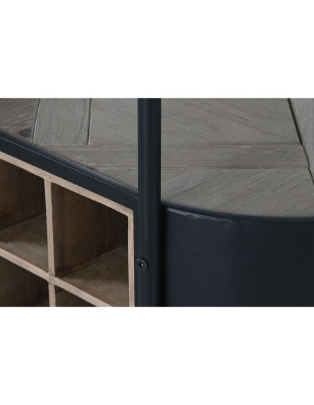 Range Bouteilles Home ESPRIT Noir Naturel Métal Sapin 90 x 36 x 150 cm