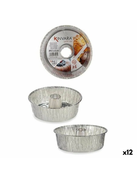 Ensemble de moules à pâtisserie Kinvara 30286C Argenté Aluminium 19,5 x 19,5 x 6 cm 4 Pièces (12 Unités)