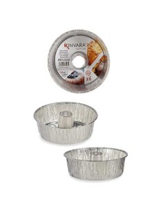 Ensemble de moules à pâtisserie Kinvara 30286C Argenté Aluminium 19,5 x 19,5 x 6 cm 4 Pièces (12 Unités) 2