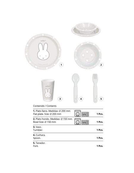 Set de vaisselle pour enfants Miffy Niebla (5 Pièces)