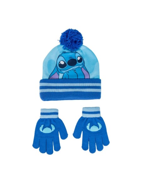 Bonnet et gants Stitch Bleu clair