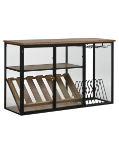 Range Bouteilles Home ESPRIT Noir Naturel Bois Métal Verre 102 x 32 x 60 cm