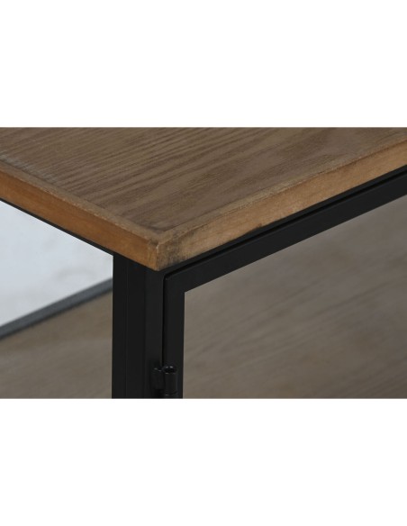 Range Bouteilles Home ESPRIT Noir Naturel Bois Métal Verre 102 x 32 x 60 cm