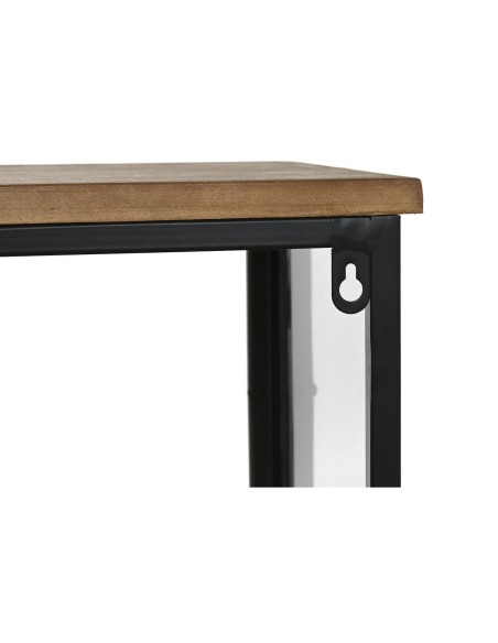 Range Bouteilles Home ESPRIT Noir Naturel Bois Métal Verre 102 x 32 x 60 cm