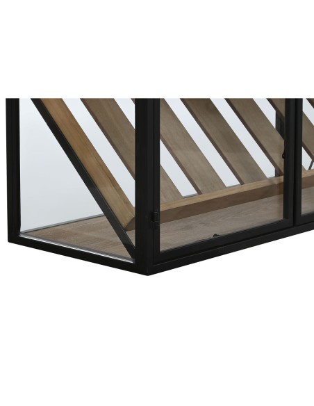 Range Bouteilles Home ESPRIT Noir Naturel Bois Métal Verre 102 x 32 x 60 cm
