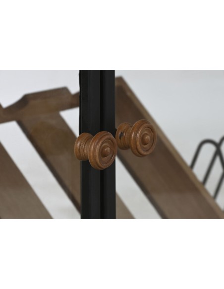 Range Bouteilles Home ESPRIT Noir Naturel Bois Métal Verre 102 x 32 x 60 cm