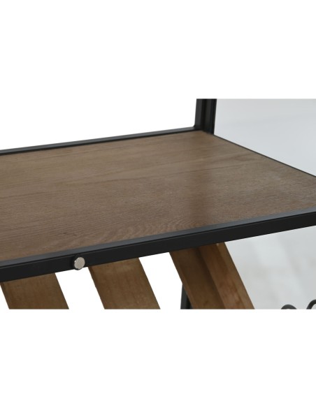 Range Bouteilles Home ESPRIT Noir Naturel Bois Métal Verre 102 x 32 x 60 cm
