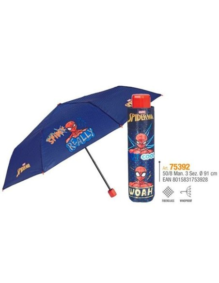 Parapluie pliable Spider-Man Perletti Bleu Ø 91 cm Enfant