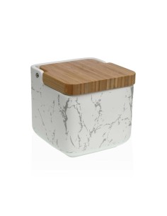 Salière avec couvercle Versa Céramique Bambou Acier Dolomite Marbre 11,7 x 11,2 x 11,7 cm