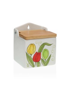 Salière avec couvercle Versa Céramique Bambou Dolomite Tulipe 10 x 12,5 x 11 cm