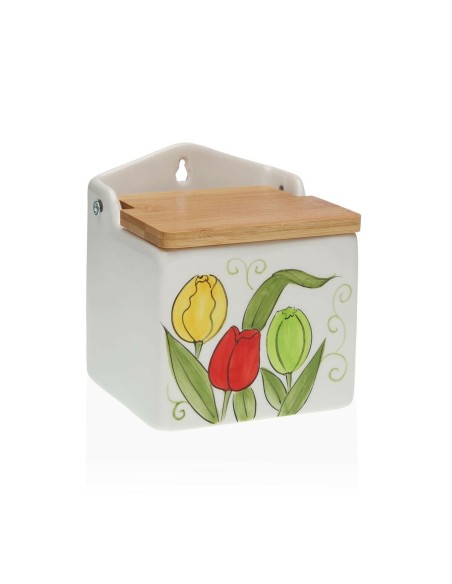 Salière avec couvercle Versa Céramique Bambou Dolomite Tulipe 10 x 12,5 x 11 cm