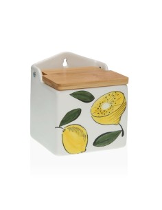 Salière avec couvercle Versa Céramique Bambou Dolomite Citron 10 x 12,5 x 11 cm
