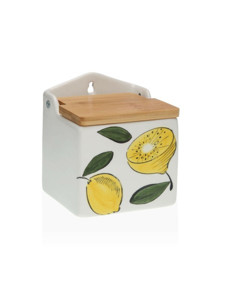 Salière avec couvercle Versa Céramique Bambou Dolomite Citron 10 x 12,5 x 11 cm