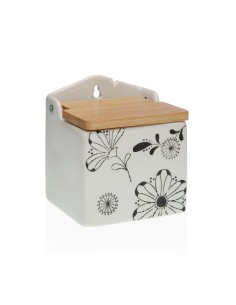 Salière avec couvercle Versa Céramique Bambou Dolomite Fleurs 10 x 12,5 x 11 cm