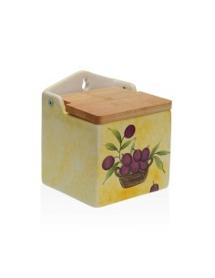 Salière avec couvercle Versa Céramique Bambou Dolomite Olive 10 x 12,5 x 11 cm