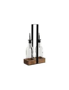 Set de pansement Home ESPRIT Noir Naturel Verre Bois d'acacia 180 ml 15 x 7 x 28 cm