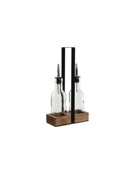 Set de pansement Home ESPRIT Noir Naturel Verre Bois d'acacia 180 ml 15 x 7 x 28 cm
