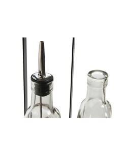 Set de pansement Home ESPRIT Noir Naturel Verre Bois d'acacia 180 ml 15 x 7 x 28 cm 2