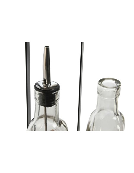 Set de pansement Home ESPRIT Noir Naturel Verre Bois d'acacia 180 ml 15 x 7 x 28 cm