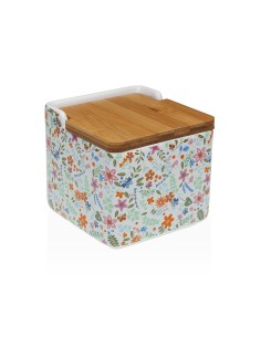 Salière avec couvercle Versa Céramique Dolomite Fleurs 12,2 x 11,5 x 12,2 cm